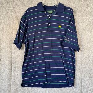 Vtg Masters Collection Striped Golf Polo‎ Shirt Mens Large Navy Green Augusta
